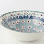 波蘭風美濃燒碗 14.5cm- 藍+粉紅款圖案設計放大圖片